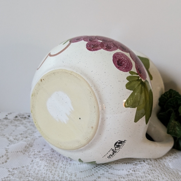 Italian Hand-Painted Ceramic Pottery Pitcher Grapes Leaves Water Juice Decor - Picture 10 of 13